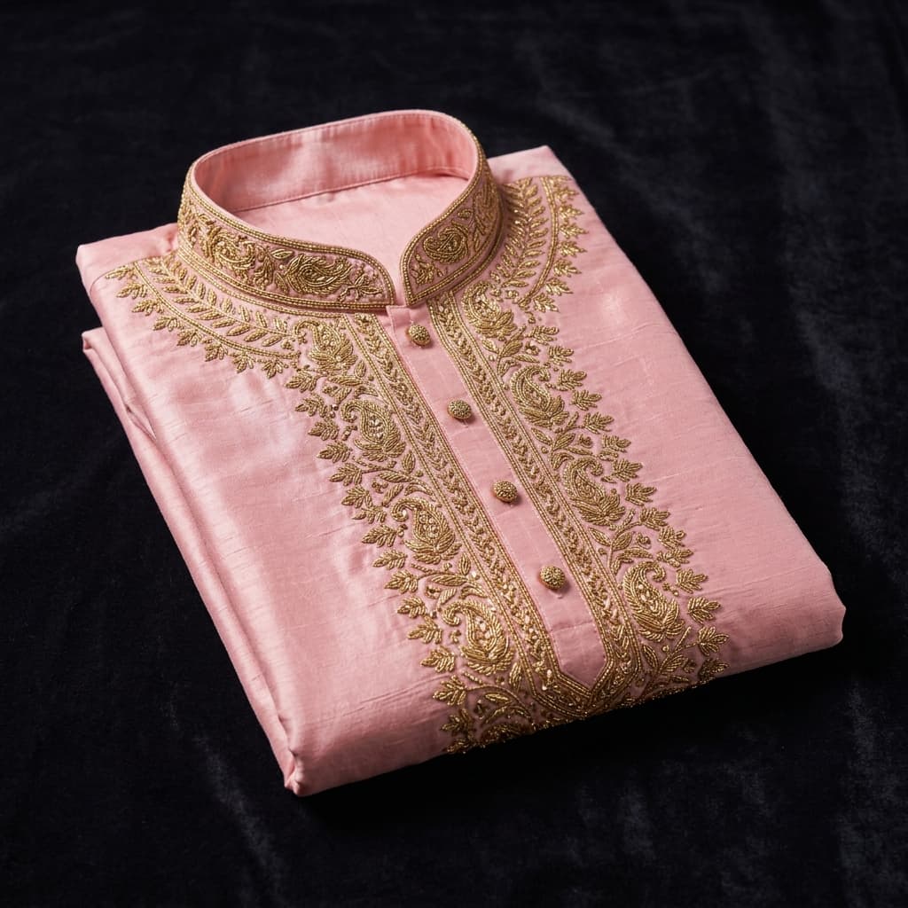 A pastel kurta photographed flat
